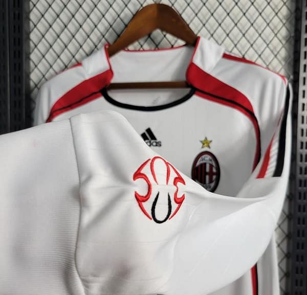 Retro Long Sleeve 2006-07 AC Milan Away White Jersey - Image 8