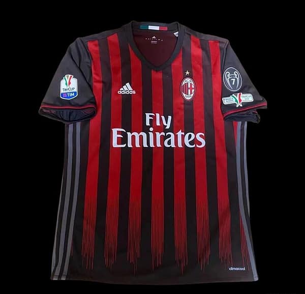 Retro 16 17 AC Milan Home Jersey With Serie A Full Patches