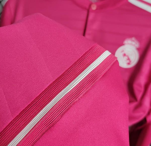 Retro 14-15 Long Sleeve Real Madrid Away Pink Jersey - Image 4
