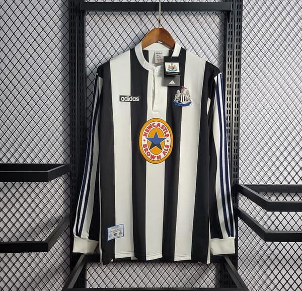 Retro 1995-97 Long Sleeve Newcastle Home Soccer Jersey