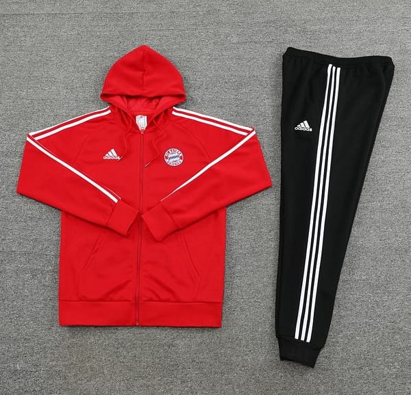 2023 Bayern Munich Red Hoodie Full Zipper Tracksuit - Image 2
