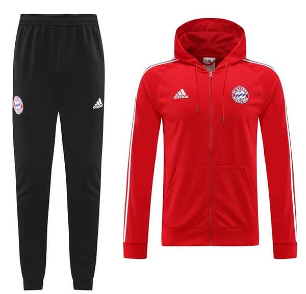 2023 Bayern Munich Red Hoodie Full Zipper Tracksuit - Image 10