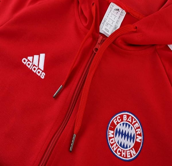 2023 Bayern Munich Red Hoodie Full Zipper Tracksuit - Image 19