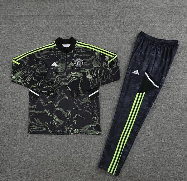 2023 Manchester United Dark Green Half Zipper Tracksuit - Image 17