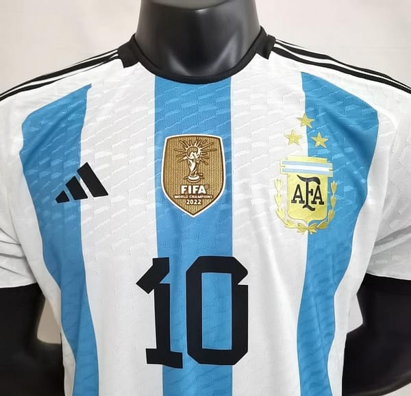 Player Version 3 Stars 2022 Argentina MESSI #10 Home Jersey With World Cup Champion Patches - Image 6