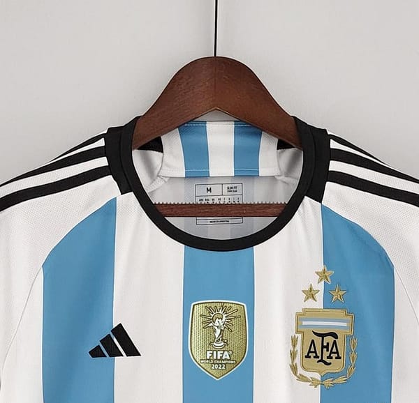 3 Stars 2022 Argentina Home Jersey With World Cup Champion Patches - Image 2