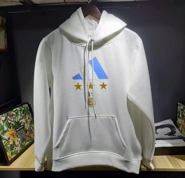 3 Stars Argentina Messi White Hoodie