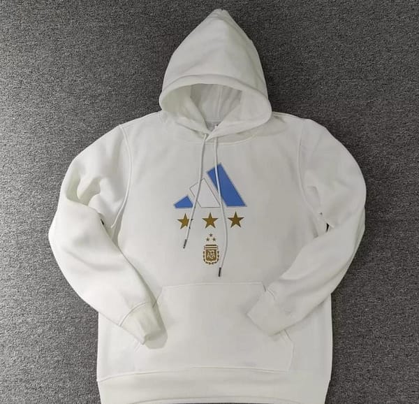 3 Stars Argentina Messi White Hoodie - Image 5