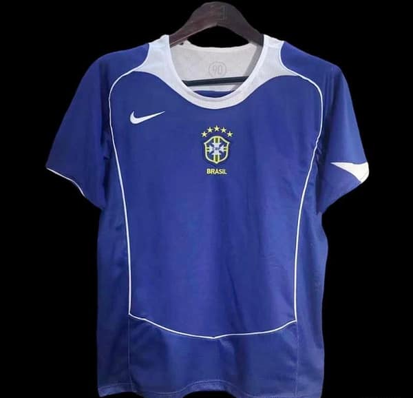 Retro 2004 Brazil Away Blue Jersey - Image 11