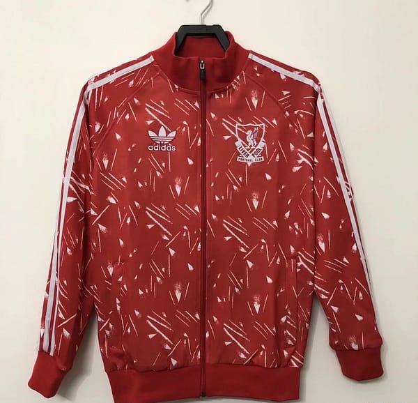 Retro 89/90 Liverpool Home Red  Full Zipper Jacket Soccer Jersey