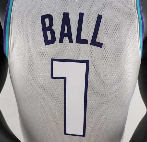2019 Ball #1 Charlotte Hornets Grey NBA Jersey - Image 3