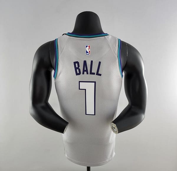 2019 Ball #1 Charlotte Hornets Grey NBA Jersey - Image 4