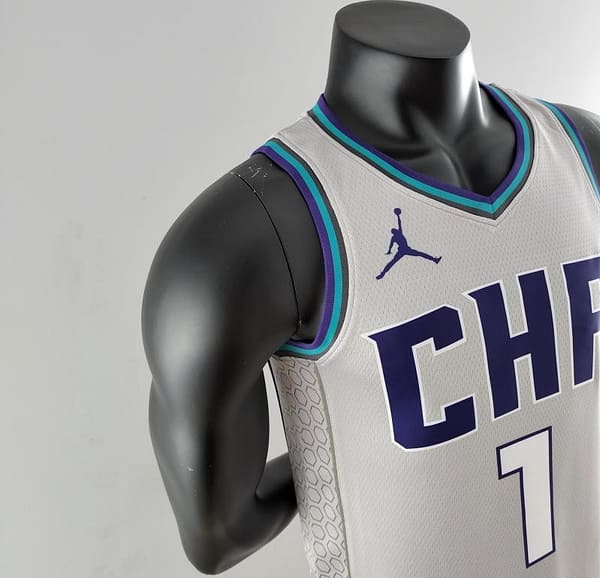 2019 Ball #1 Charlotte Hornets Grey NBA Jersey - Image 5