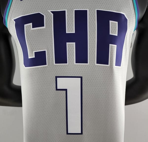 2019 Ball #1 Charlotte Hornets Grey NBA Jersey - Image 8