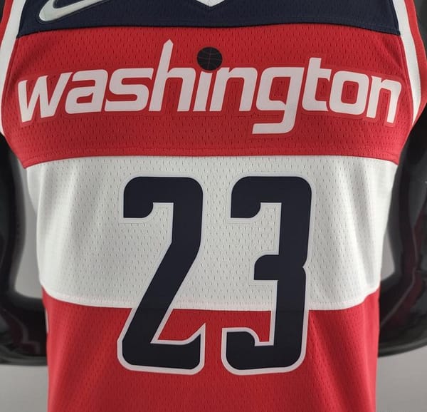75th Anniversary JORDAN #23 Wizards Red, White And Blue NBA Jersey - Image 7