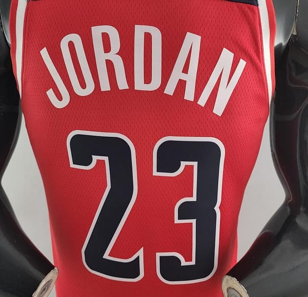 75th Anniversary JORDAN #23 Wizards Red, White And Blue NBA Jersey - Image 9
