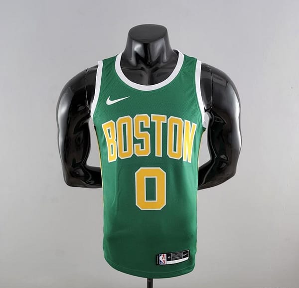 Boston Celtics Tatum #0 Green Gold NBA Jersey