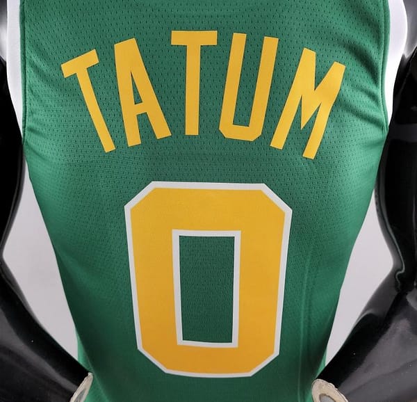 Boston Celtics Tatum #0 Green Gold NBA Jersey - Image 3
