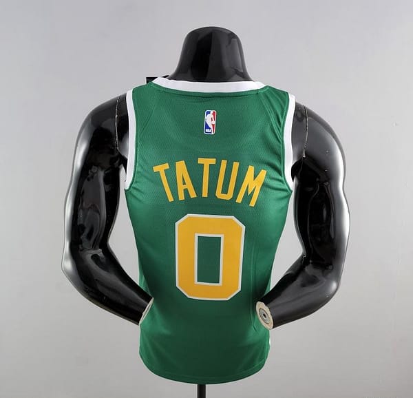 Boston Celtics Tatum #0 Green Gold NBA Jersey - Image 4