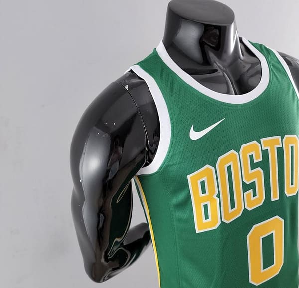 Boston Celtics Tatum #0 Green Gold NBA Jersey - Image 7