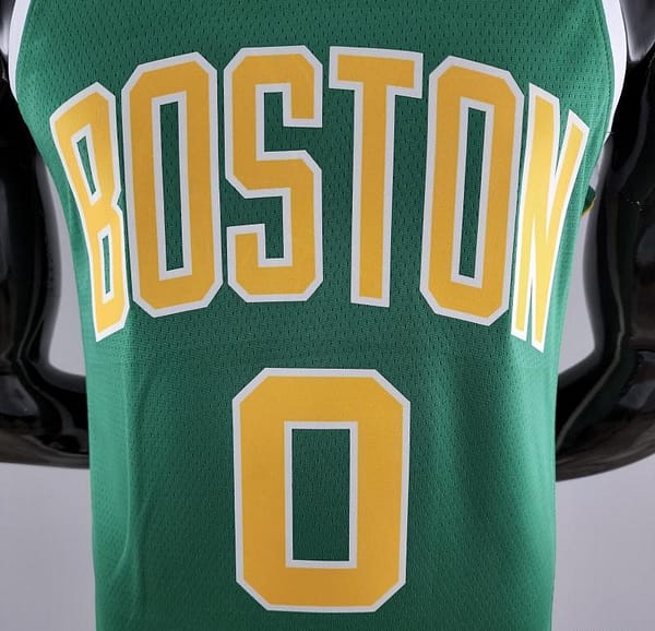 Boston Celtics Tatum #0 Green Gold NBA Jersey - Image 10
