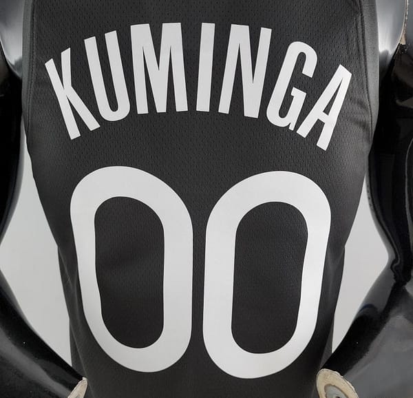 2020 KUMINGA#00 Warriors City Edition Black And Grey NBA Jersey - Image 5