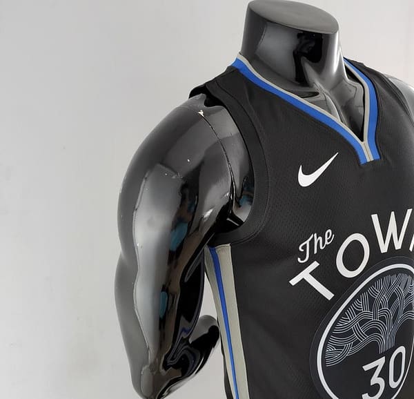 2020 Curry#30 Warriors City Edition Black And Grey NBA Jersey - Image 4