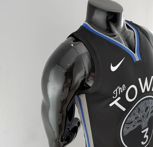 2020 POOLE#3 Warriors City Edition Black & Grey NBA Jersey - Image 4