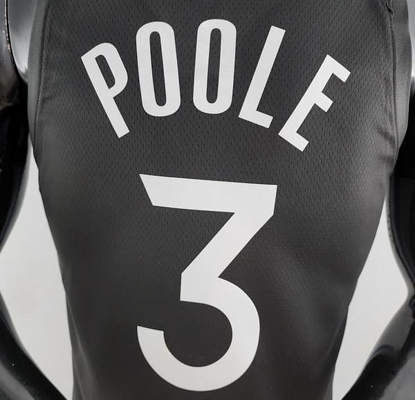 2020 POOLE#3 Warriors City Edition Black & Grey NBA Jersey - Image 8