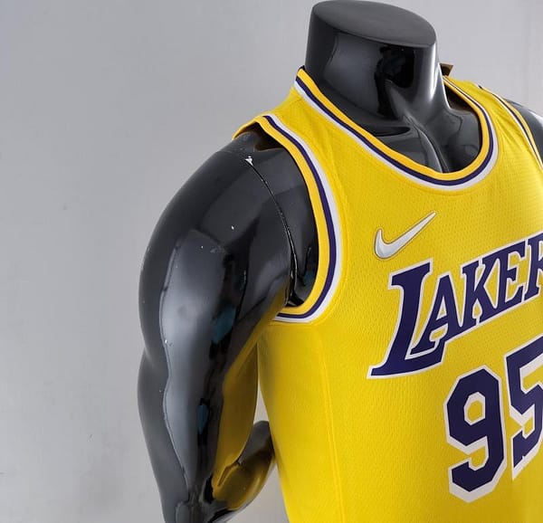 75th Anniversary TOSCANO #95 Los Angeles Lakers Yellow NBA Jersey - Image 6