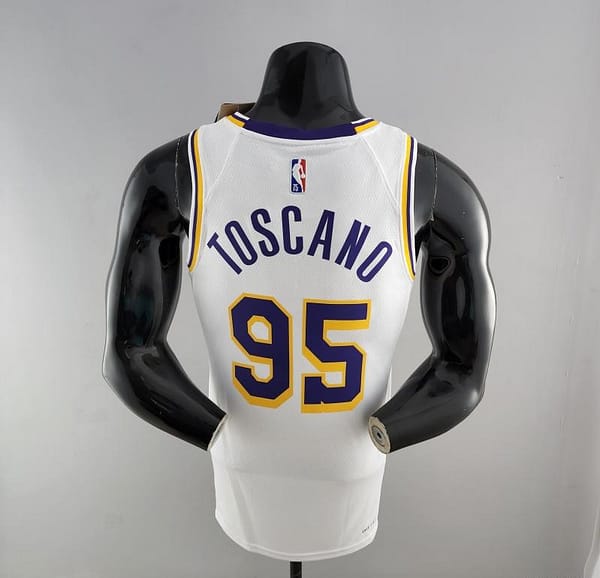 75th Anniversary TOSCANO #95 Los Angeles Lakers White NBA Jersey - Image 4