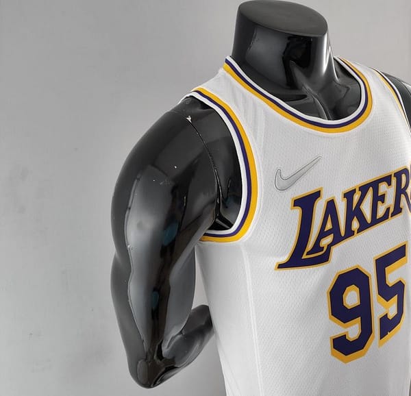 75th Anniversary TOSCANO #95 Los Angeles Lakers White NBA Jersey - Image 6