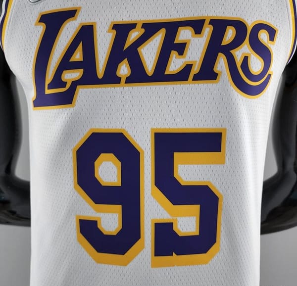 75th Anniversary TOSCANO #95 Los Angeles Lakers White NBA Jersey - Image 9