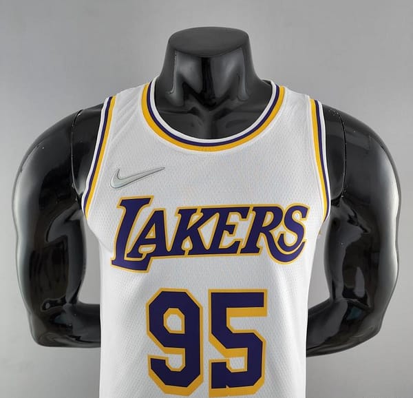75th Anniversary TOSCANO #95 Los Angeles Lakers White NBA Jersey - Image 10
