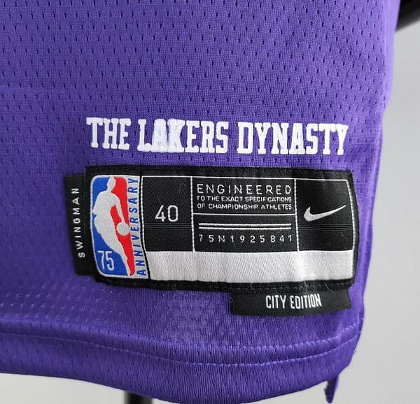 2022 75th Anniversary TOSCANO #95 Los Angeles Lakers City Edition Purple NBA Jersey - Image 2