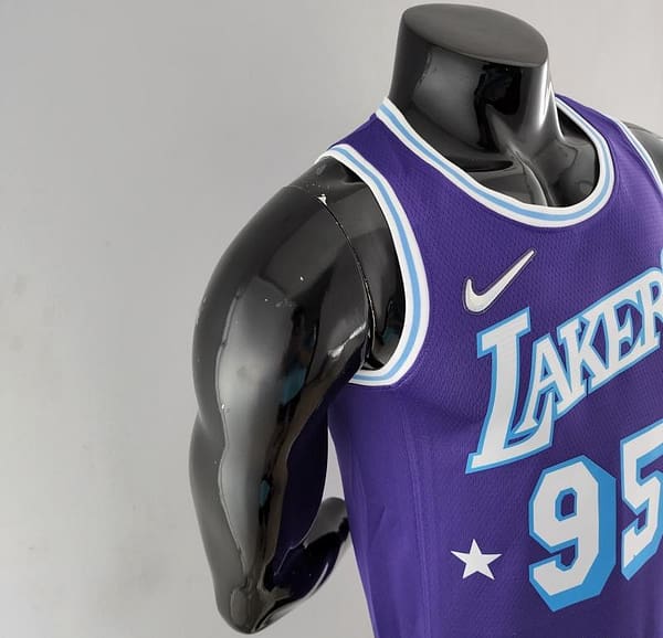 2022 75th Anniversary TOSCANO #95 Los Angeles Lakers City Edition Purple NBA Jersey - Image 3
