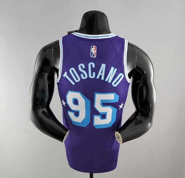 2022 75th Anniversary TOSCANO #95 Los Angeles Lakers City Edition Purple NBA Jersey - Image 9