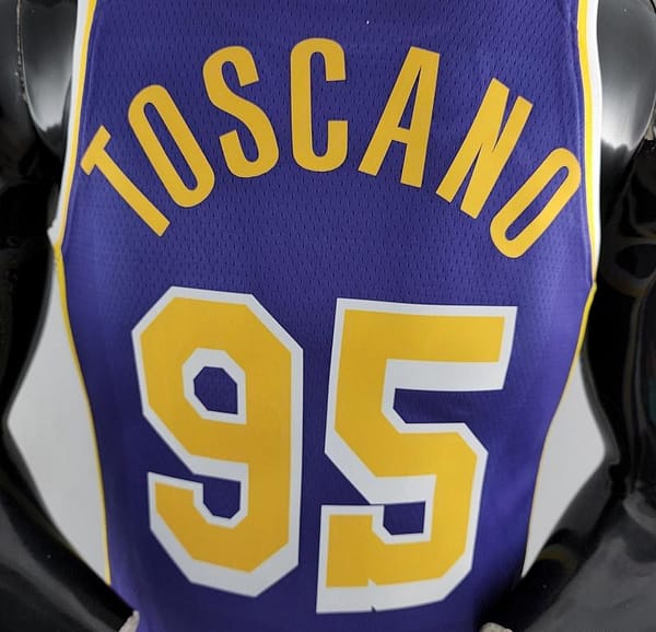 75th Anniversary TOSCANO #95 Los Angeles Lakers Jordan Purple NBA Jersey - Image 3