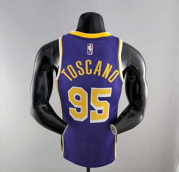 75th Anniversary TOSCANO #95 Los Angeles Lakers Jordan Purple NBA Jersey - Image 4
