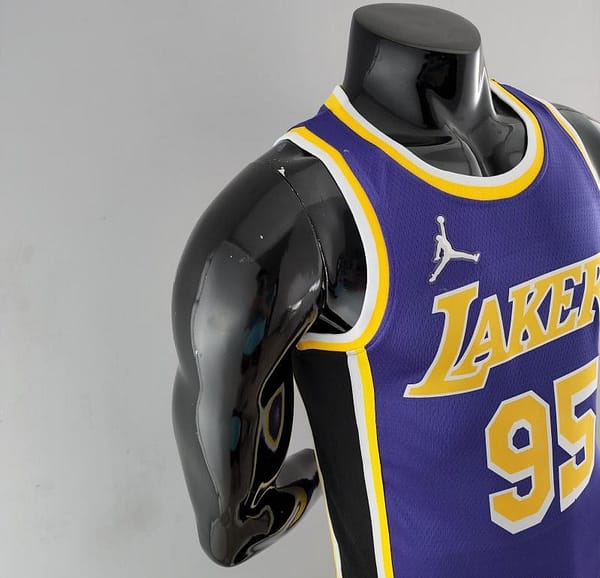 75th Anniversary TOSCANO #95 Los Angeles Lakers Jordan Purple NBA Jersey - Image 7