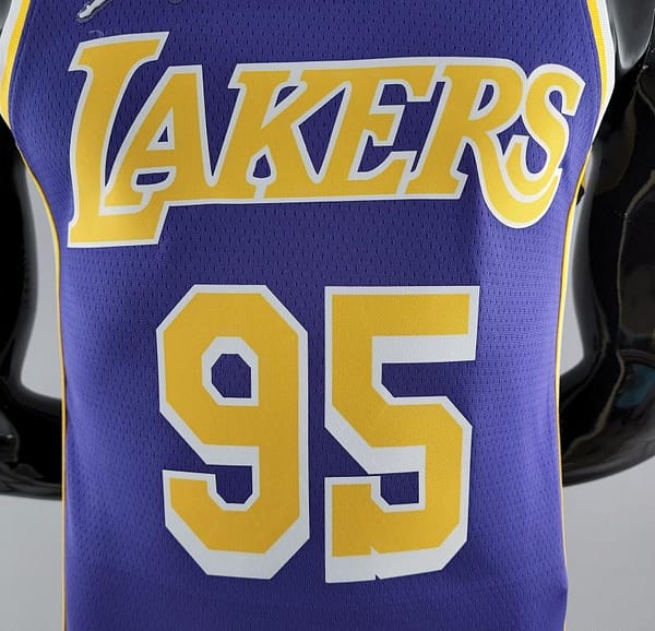 75th Anniversary TOSCANO #95 Los Angeles Lakers Jordan Purple NBA Jersey - Image 10