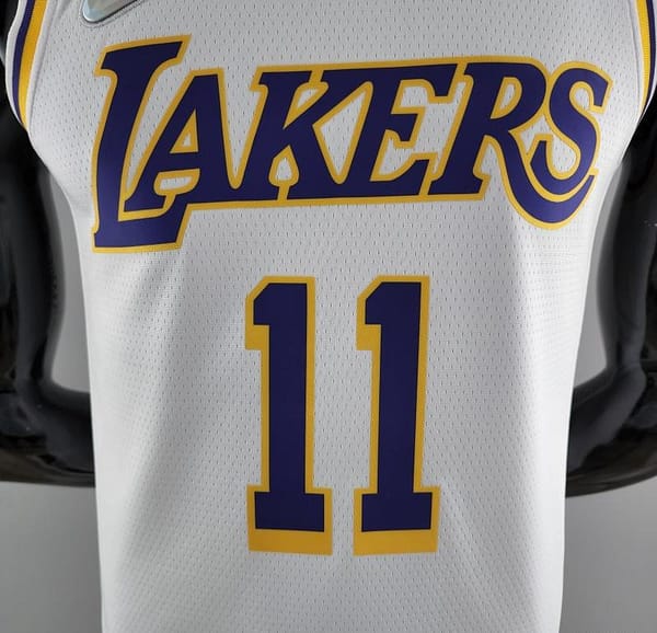 75th Anniversary IRVING #11 Los Angeles Lakers White NBA Jersey - Image 6