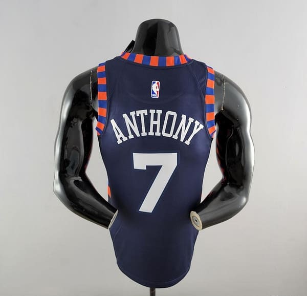 New York Knicks ANTHONY #7 Striped NBA Jersey - Image 4