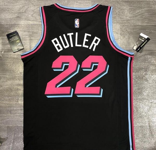 2019-20 NBA Heat Pressed Men's Black Miami Heat #22 Jimmy Butler City Edition Jersey - Image 3