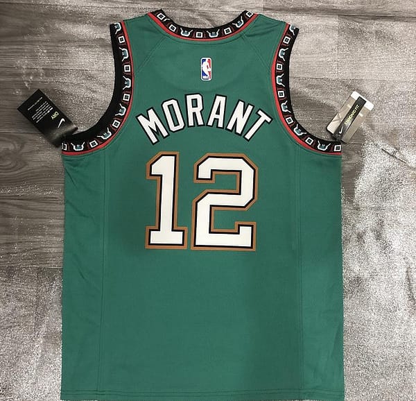 NBA Heat Pressed Men's Green Memphis Grizzlies #12 Ja Morant Basketball Jersey - Image 8