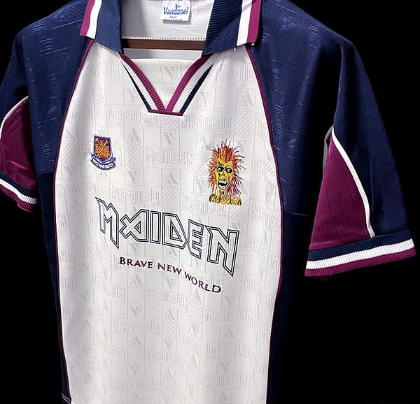 Retro 1999 West Ham Iron Maiden Away Soccer Jersey - Image 4