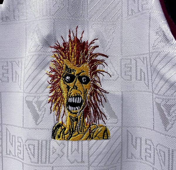 Retro 1999 West Ham Iron Maiden Away Soccer Jersey - Image 7