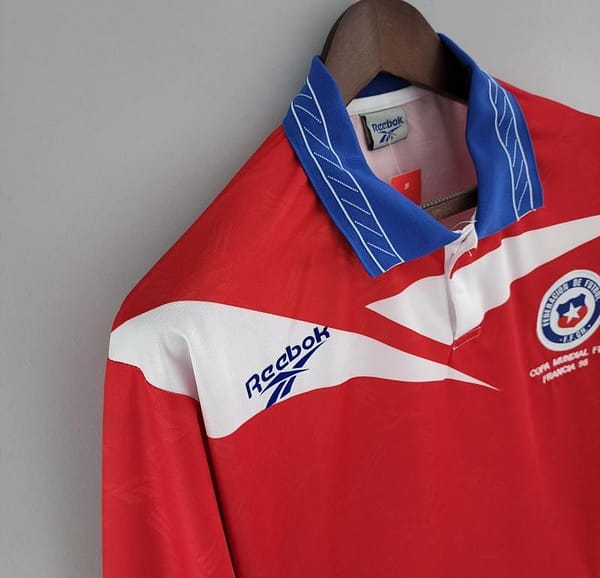 Retro Long Sleeve 1998 Chile Home Soccer Jersey - Image 3
