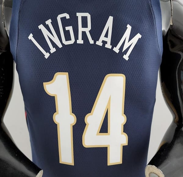 75th Anniversary New Orleans Pelicans Ingram #14 Navy Blue NBA Jersey - Image 4