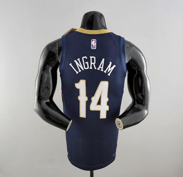 75th Anniversary New Orleans Pelicans Ingram #14 Navy Blue NBA Jersey - Image 5